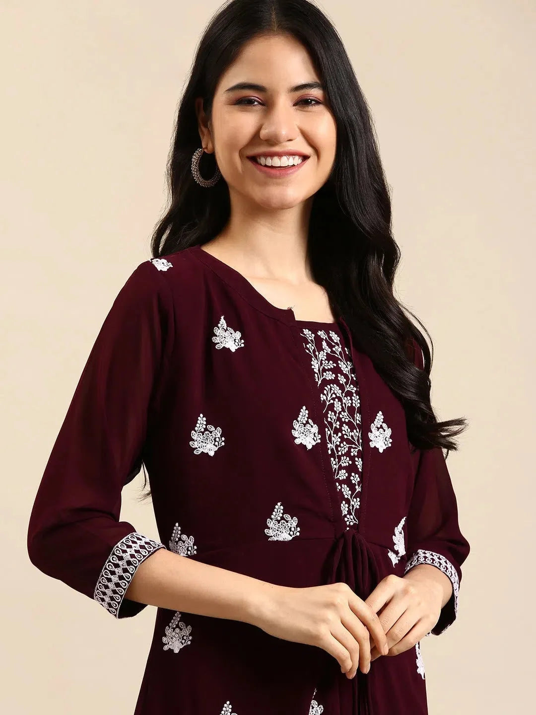 Red Embroidered Kurta - Stylish Indian Kurta for Women