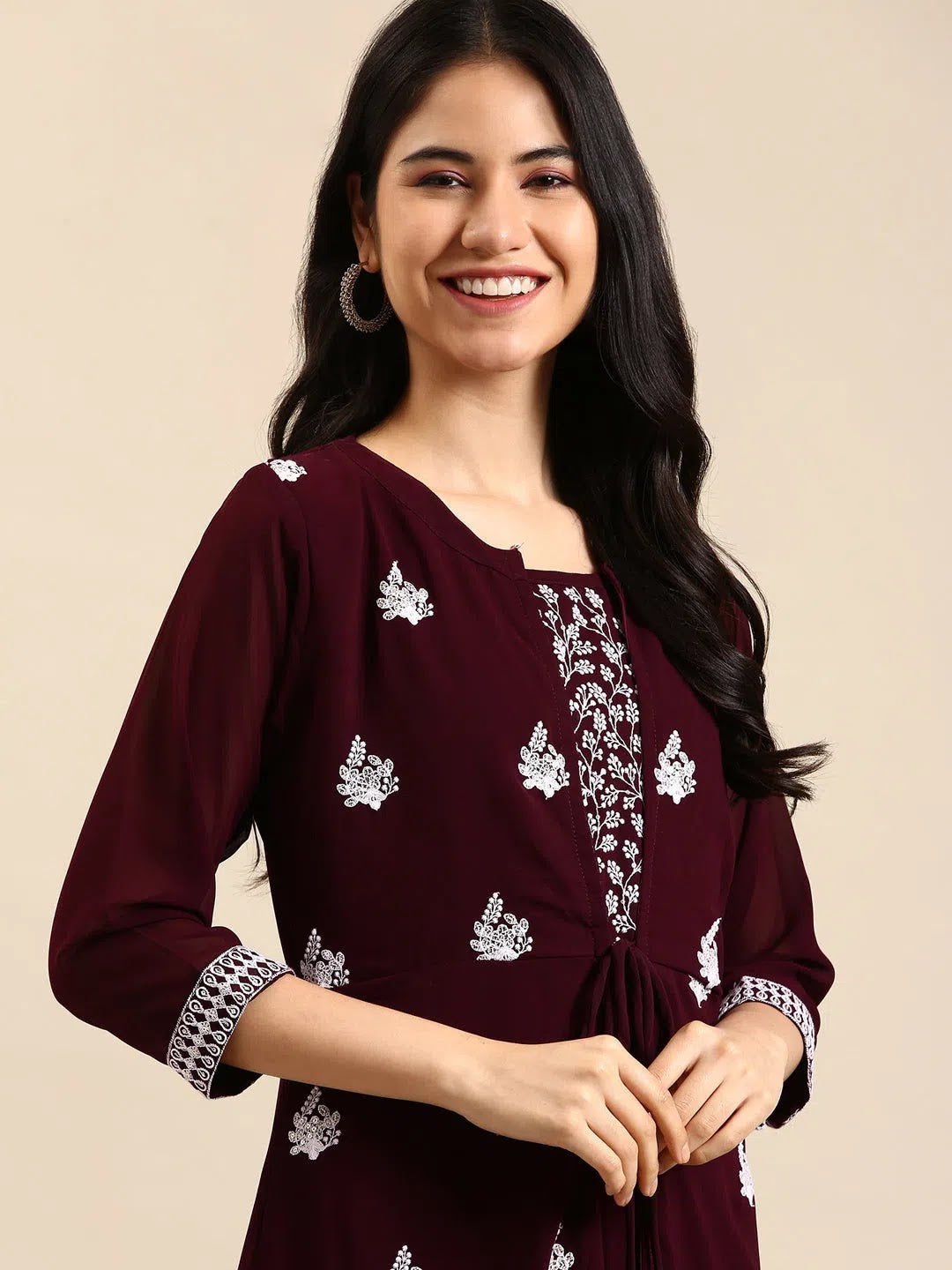 Red Embroidered Kurta - Stylish Indian Kurta for Women