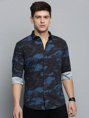 Men Black Printed Casual Shirt-RDPRINT-3008-Black