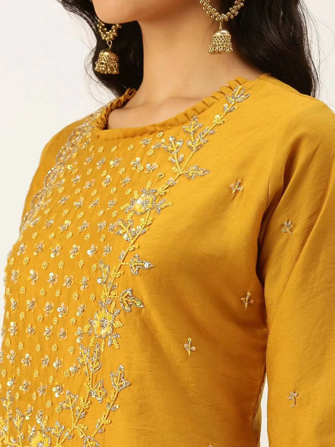 Mustard Solid Straight Indian Kurta - DesiQlo Ladies Kurtas