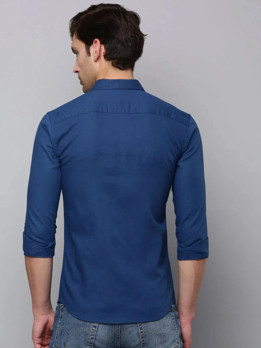 Teal Cotton Mens Shirt - Solid Casual Linen Shirt | DesiQlo