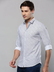 Men White Printed Casual Shirt-ZEPHYRPRINTS-2027-White