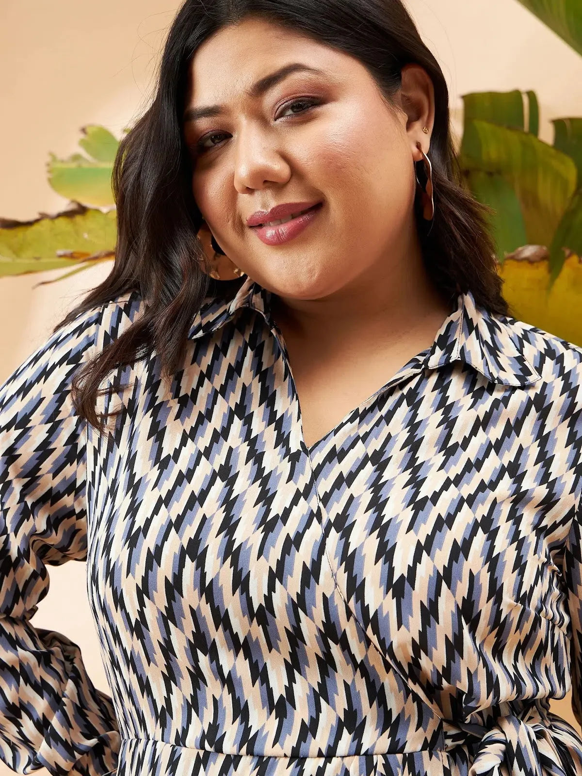 Black & White Printed Wrap Dress | Women's Ethnic Lehenga