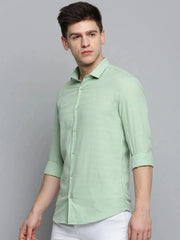 Men Green Solid Casual Shirt-DEERASTRIPES-2072-Green