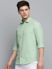 Men Green Solid Casual Shirt-DEERASTRIPES-2072-Green