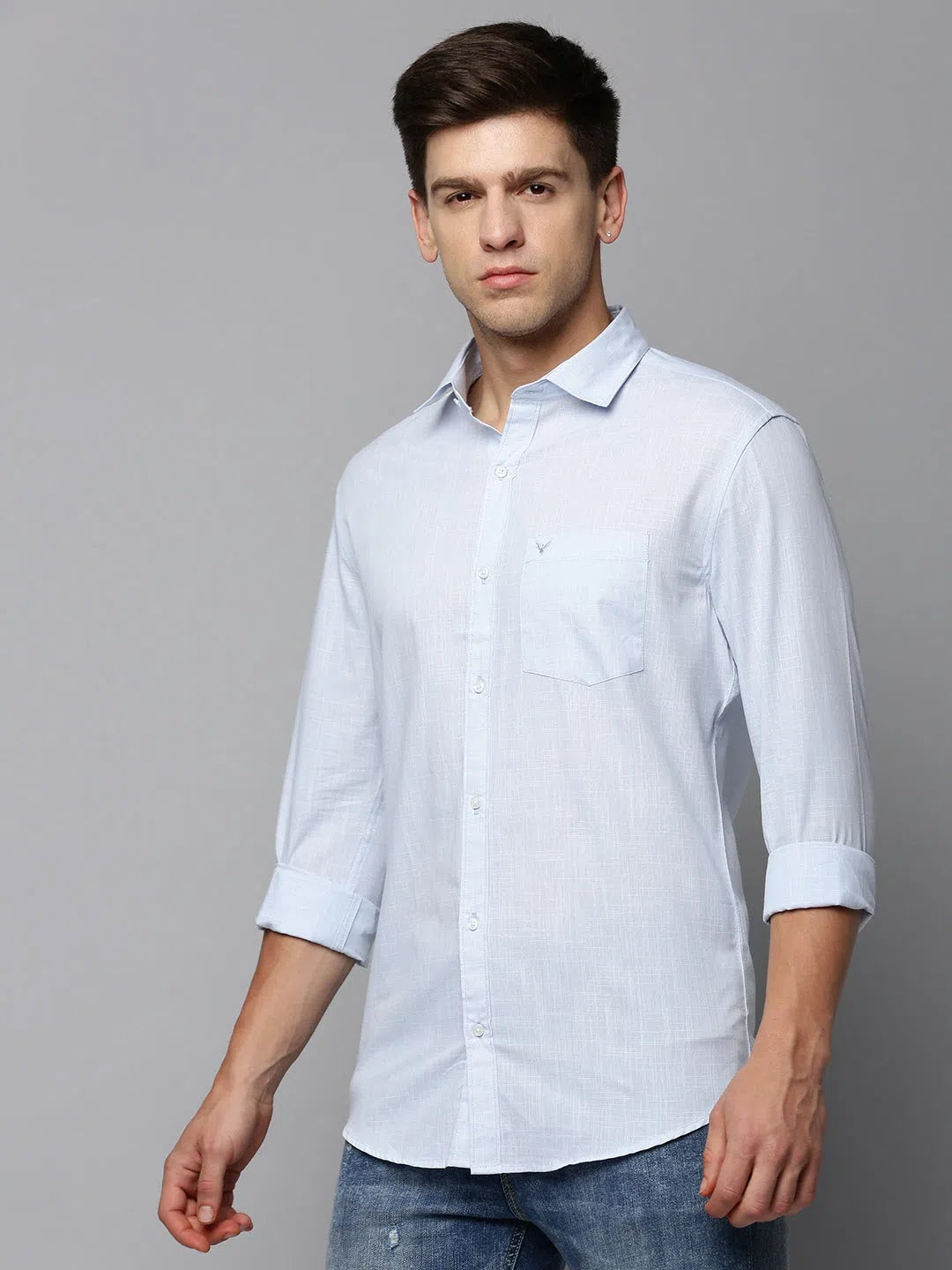 Men's Blue Solid Casual Shirt | Cotton Mens Shirt - DesiQlo