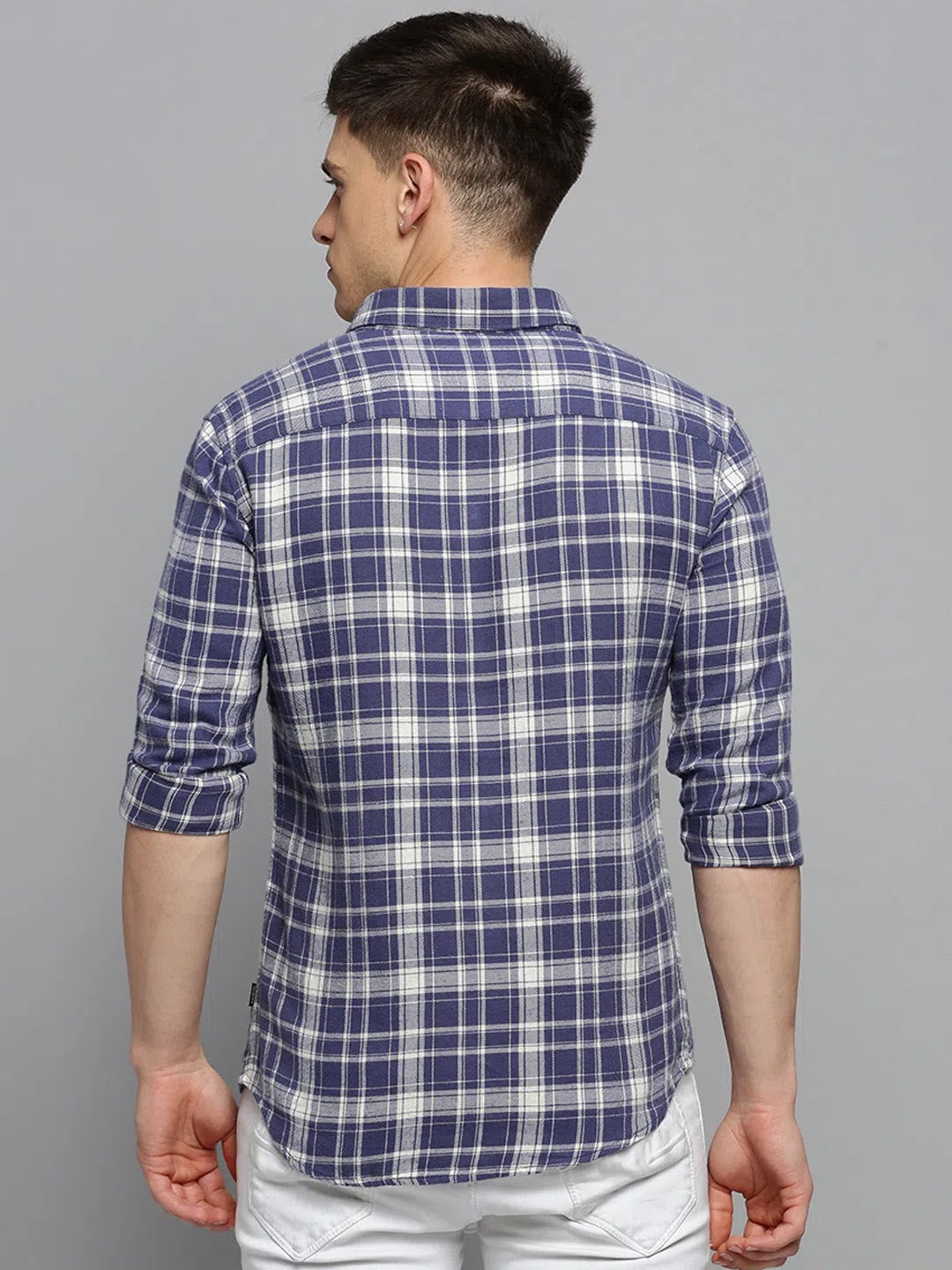 Mens Blue Checked Shirt | DesiQlo Cotton Casual Shirts