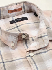 Men Beige Checked Casual Shirt-TIGER-0379-Beige