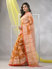 Lemon Yellow Muslin Saree With Jamdani Designs-MA57MS331540003