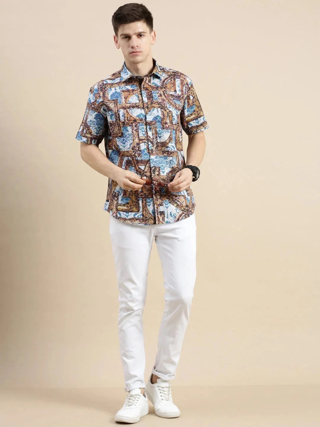 Trendy Men's Multi Graphics Cotton Shirt - Abstract Printed Shirt
