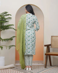 Women white Cotton kurta with cotton pant & dupatta-190VAASWHITE