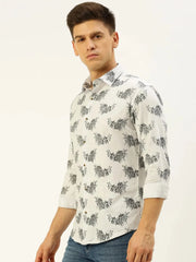 Men White Printed Casual Shirt-LUCIAPRINT-8213-White