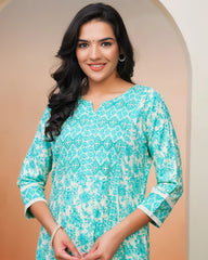 Women Aqua marine Cotton kurta with cotton pant & dupatta-191VAASTURQUOISE