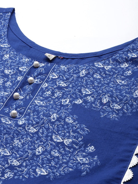 Royal Blue Printed Tunic Palazzo Set | Women's Palazzo Sets