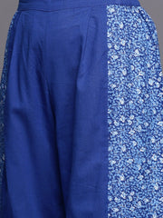 Royal Blue Pure Cotton Printed Tunic Palazzo Set-AHTUPZ-COMBO-523