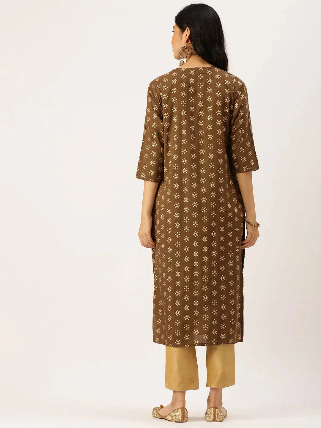 Brown Printed Cotton Kurtas - Stylish Indian Kurtis Collection