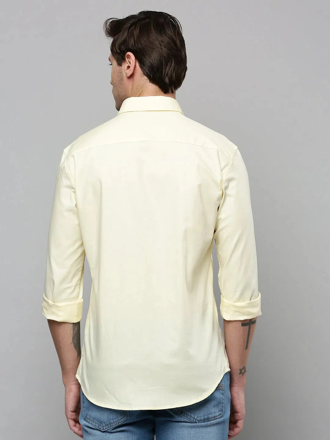 Yellow Solid Cotton Mens Shirt | DesiQlo Casual Wear