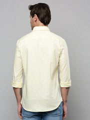Men Yellow Solid Casual Shirt-SAGARPLAIN-4565-Yellow