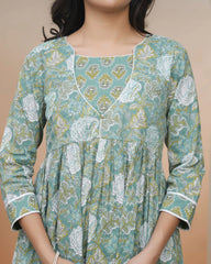 Women Ferozi Cotton kurta with cotton pant & dupatta-192VAASFEROZI
