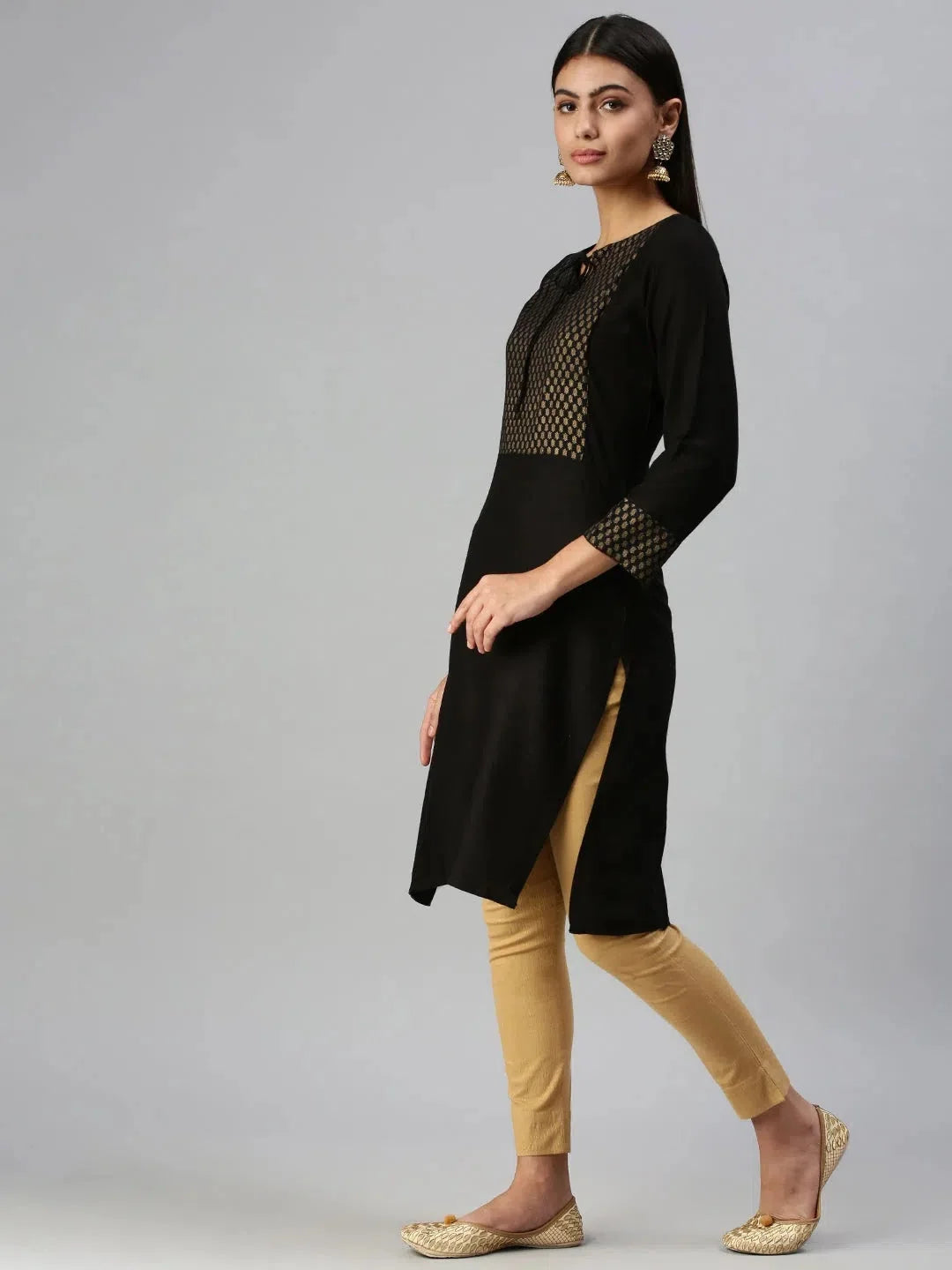 Black Geometrical Kurti | Women's Cotton Indian Kurta