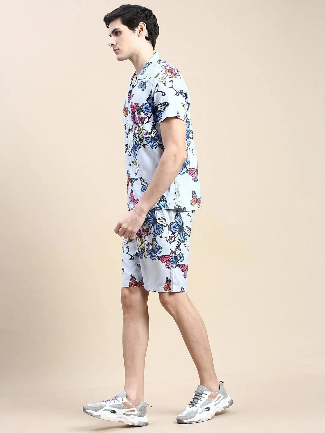 Grey Printed Mens Two Piece Sets - Casual Co ord Sets for Men