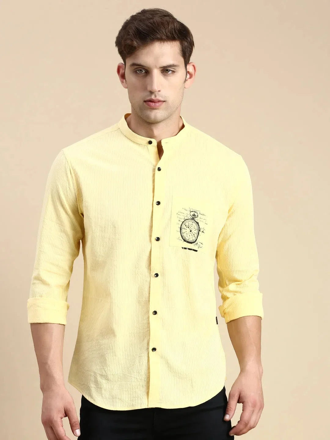 Yellow Solid Mens Shirt - Casual Cotton Shirt | DesiQlo