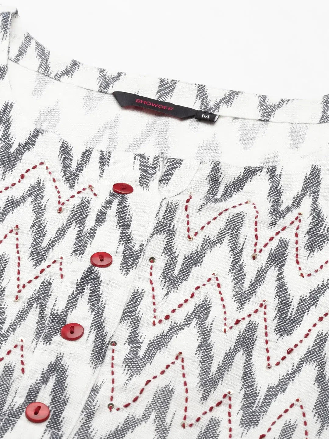 White Printed A-Line Kurta - Women's Indian Kurtis, DesiQlo