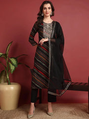Viscose Solid Black Indian Ethnic