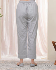 Women Grey Cotton Flax Solid Straight Pants-197VAASGREY