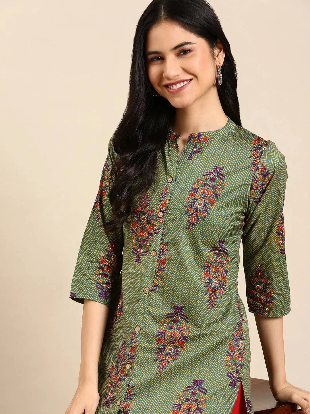Multicolour Printed Kurta | Women's Cotton Indian Kurtis Online