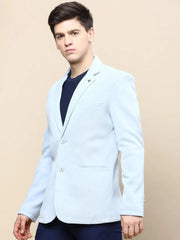 Men Blue Solid Casual Blazers-AR-42-Blue