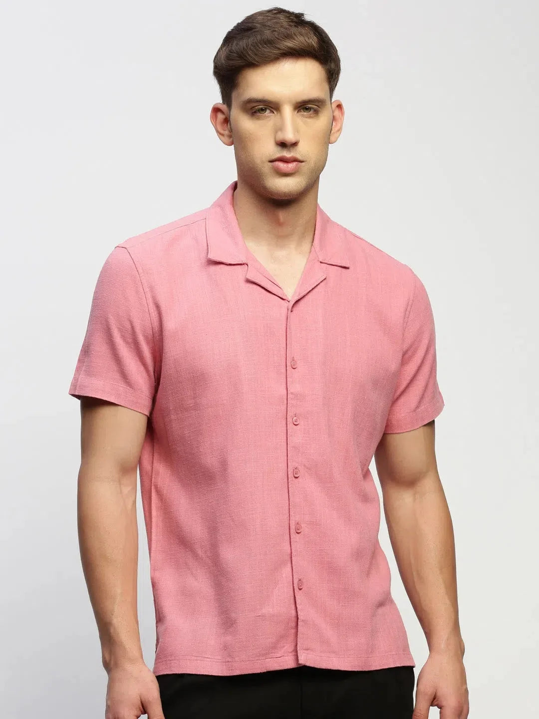 Men's Peach Solid Cotton Shirt | DesiQlo Stylish Look