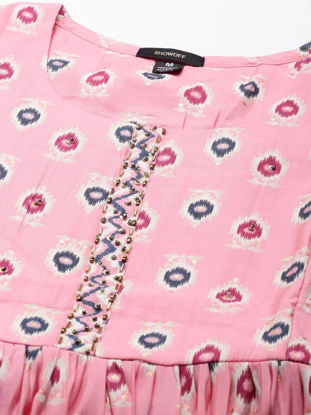 Pink Ethnic Print Women's Kurta Set | Indian Kurta Sets