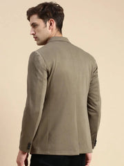 Men Green Solid Casual Blazer-LBR-5500-Olive