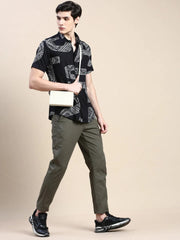 Men Black Printed Casual Shirt-GEORGE-1614-Black