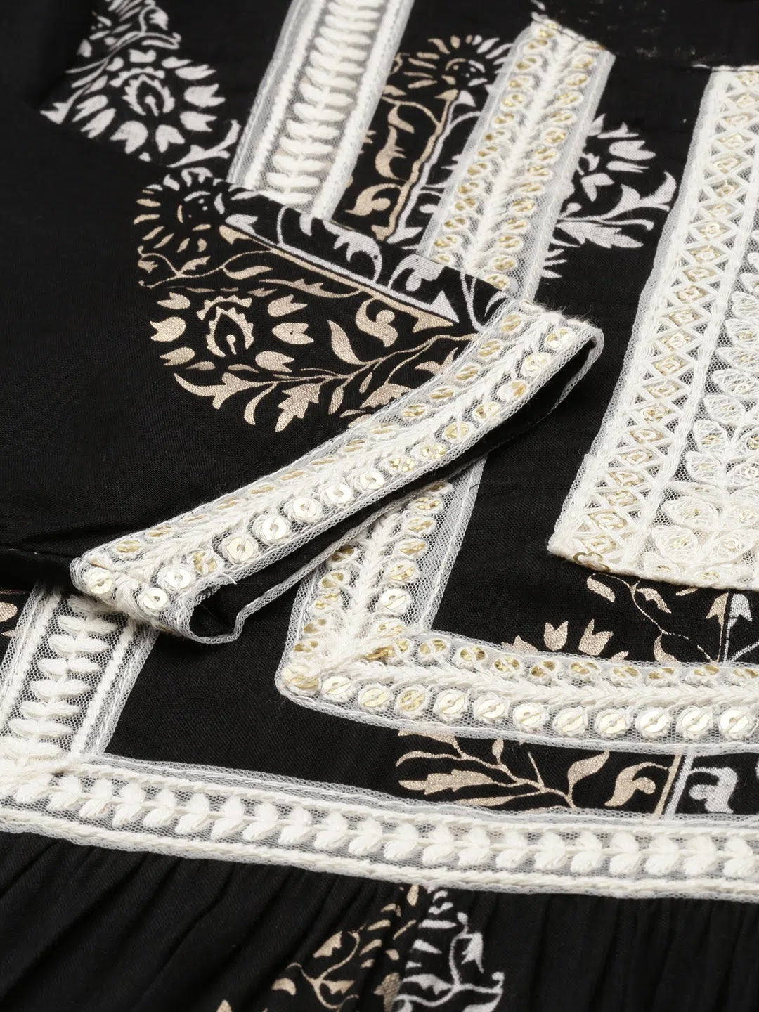 Black Floral Kurta Set | Designer Women's Indian Kurta Sets