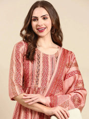 Women's Peach Printed Kurta SetKC-1019-Peach