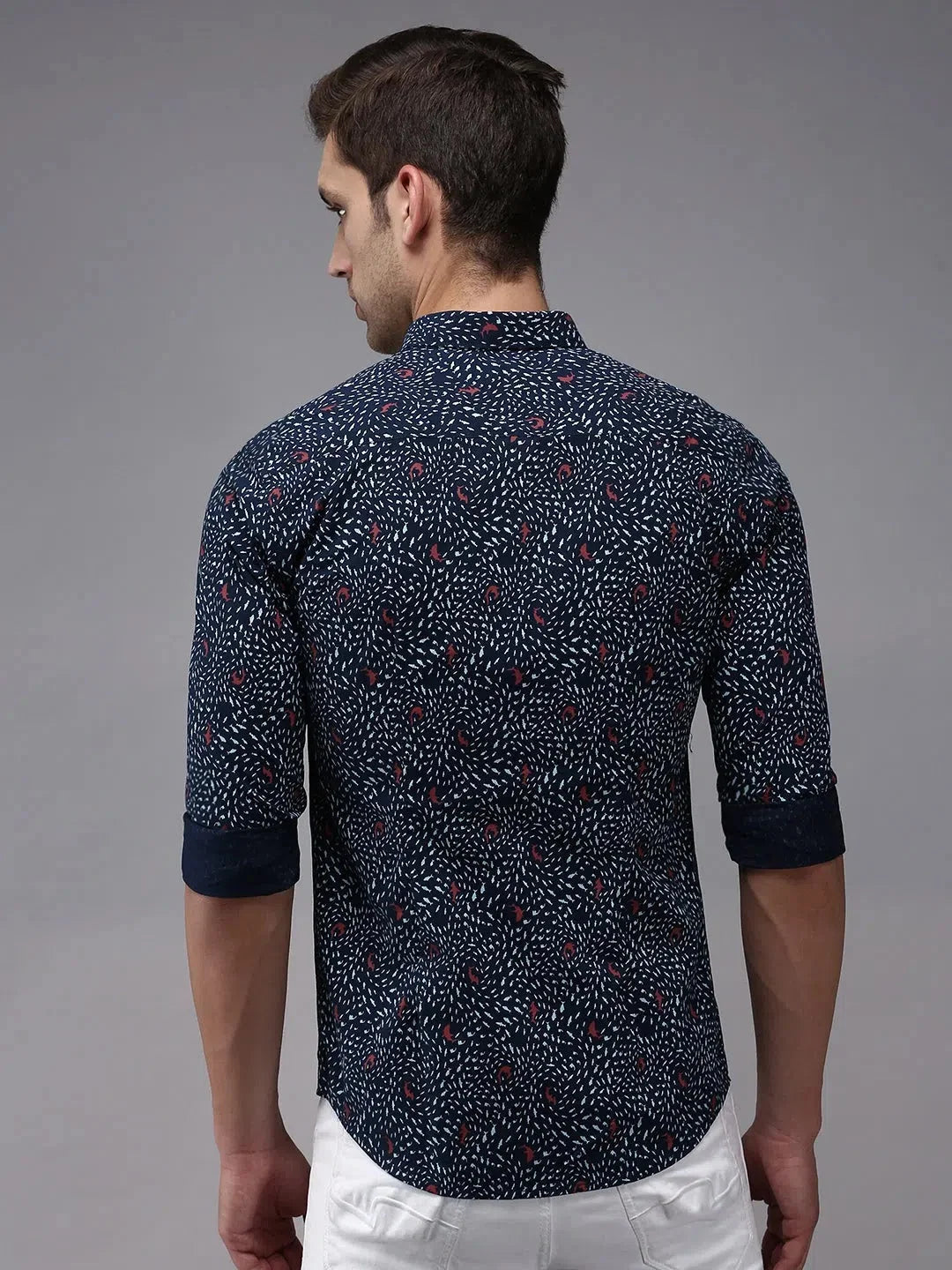 Trendy Blue Printed Mens Shirt - DesiQlo Cotton Casual Shirt
