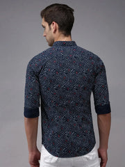 Men Blue Printed Casual Shirt-EASTIONPRINT-1426-Navyblue