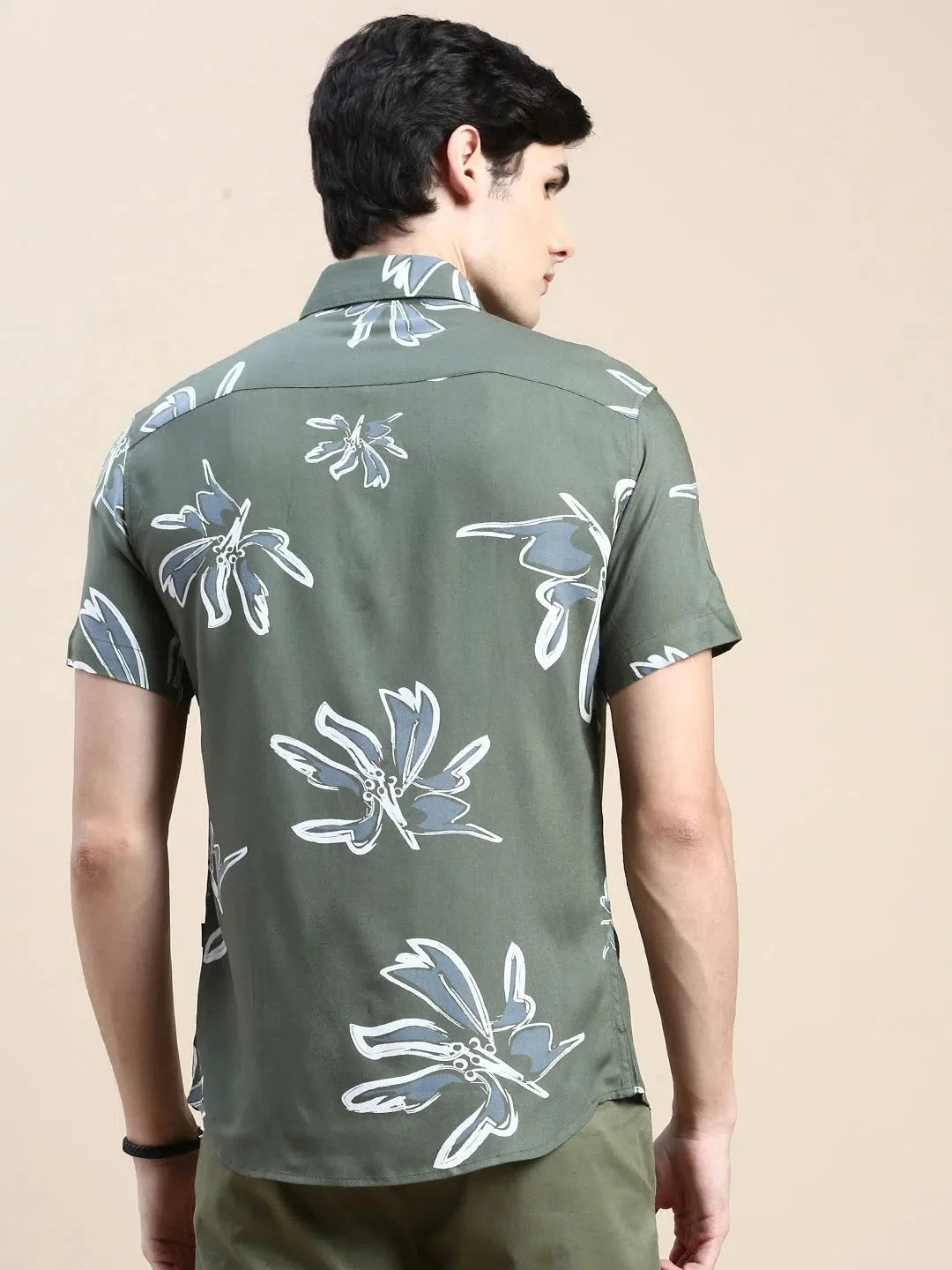 Men's Green Floral Cotton Shirt - Stylish Printed Shirt
