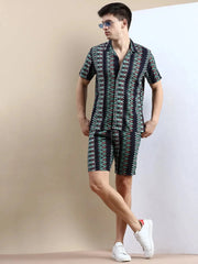 Men Black Printed Casual Co ord Set-BLACKBERRY-1689-Black