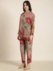 Women Oversized Peach Printed Top & Palazzos Set-DW-4340-Peach