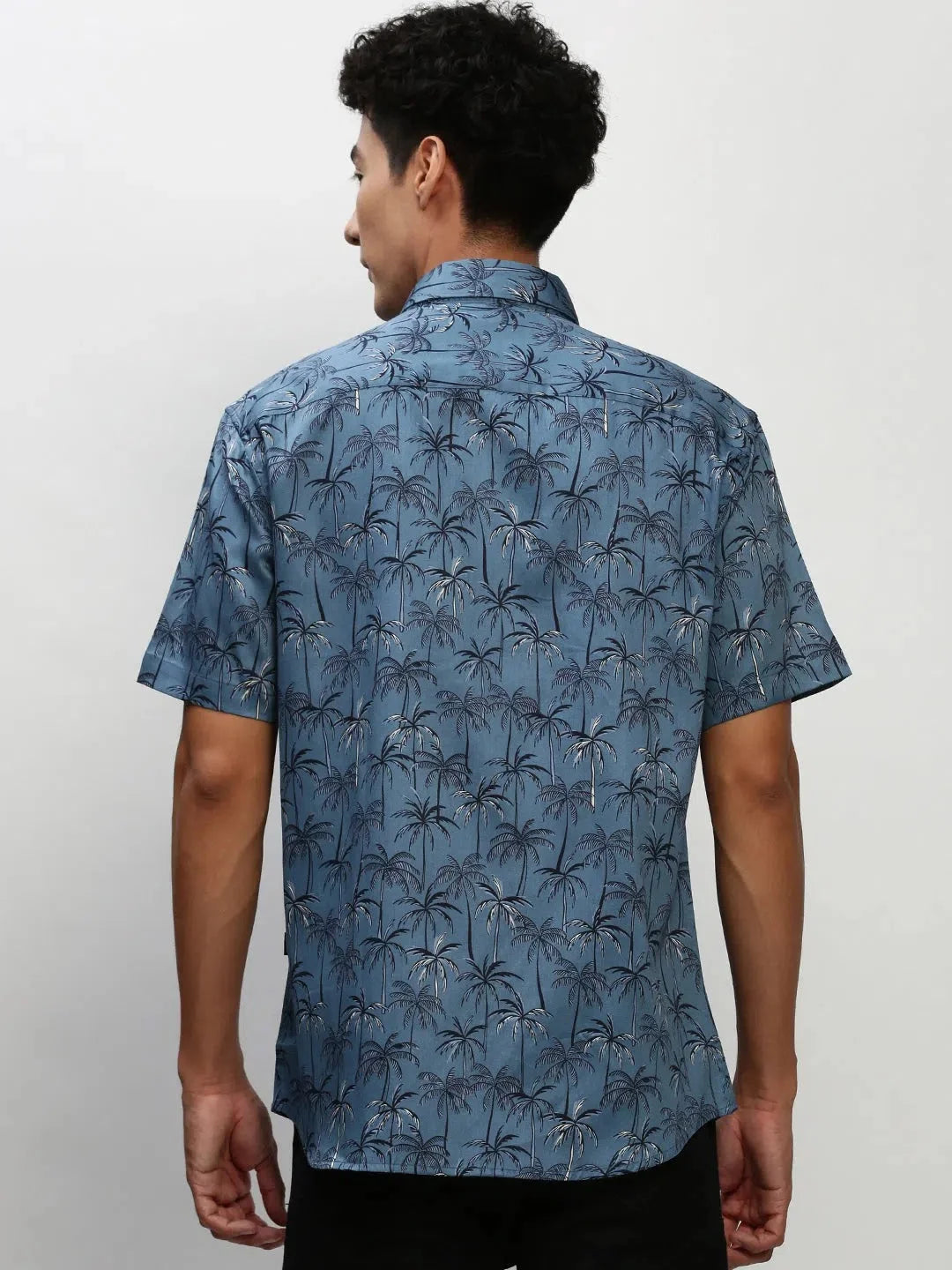 Blue Floral Mens Shirt - Cotton Casual Shirt | DesiQlo