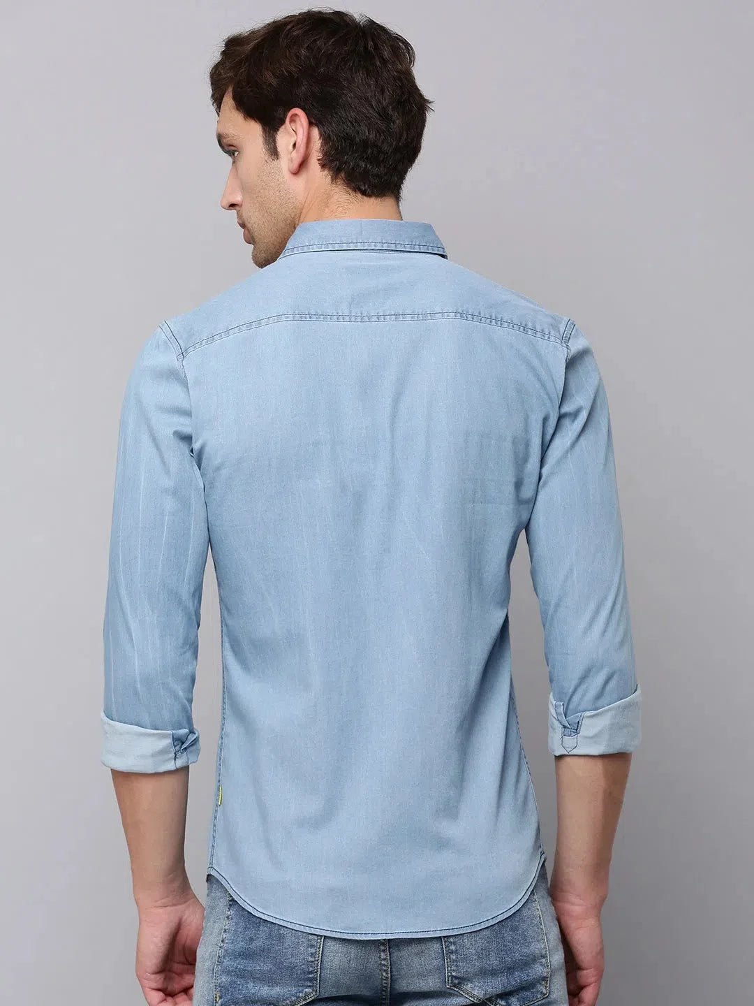 Men's Blue Solid Cotton Shirt | Casual & Stylish
