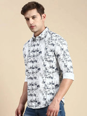 Men White Printed Casual Shirt-FLORIDAPRINT-4958-White