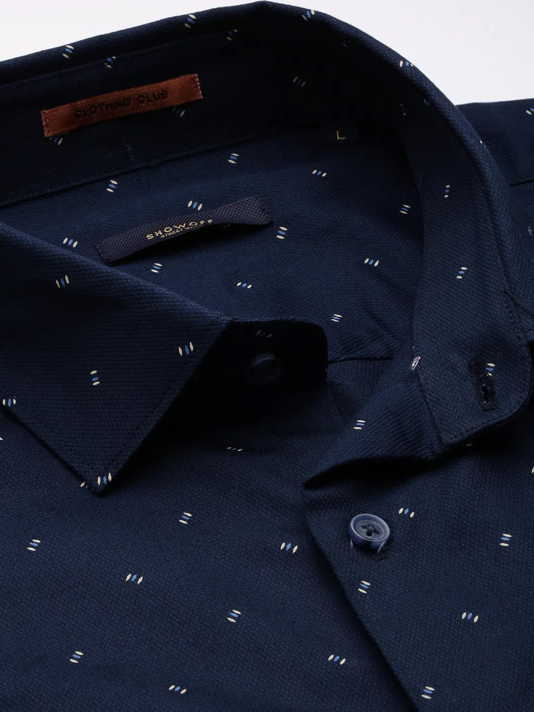 Navy Graphic Print Mens Shirt | Cotton Casual Shirt DesiQlo
