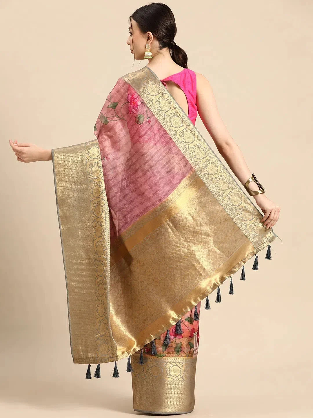 Floral Polyester Saree – Wedding & Festive Wear Indian Sarees