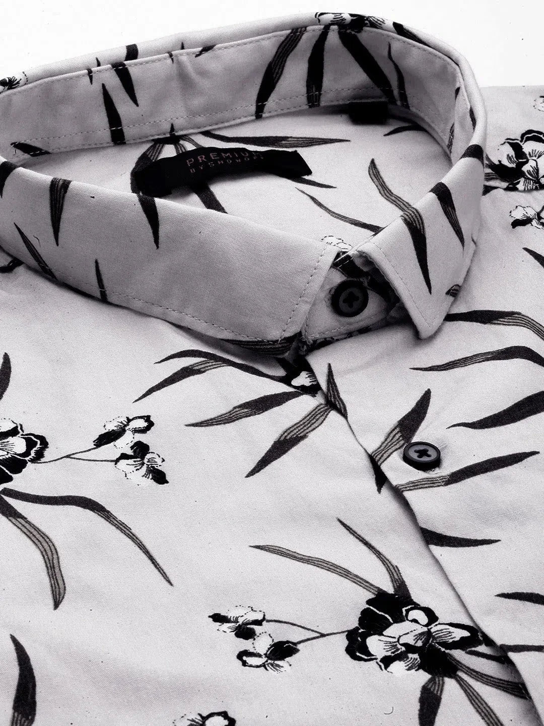 Grey Printed Cotton Mens Shirt | DesiQlo Casual Style