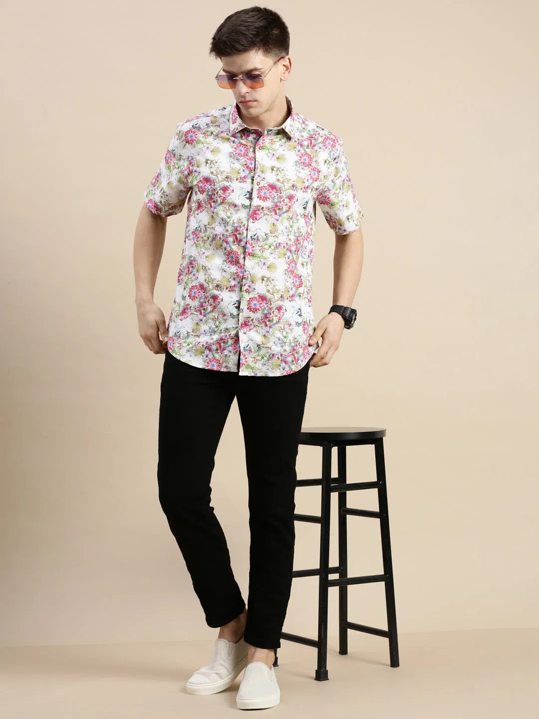 Men's Floral Printed Shirt - Trendy Cotton Mens Shirt