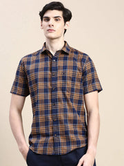 Men Navy Checked Casual Shirt-ALMACHECKS-84-Navyblue